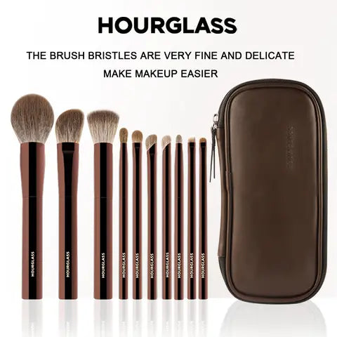 Kit 10 Pincéis Hourglass Profissionais Cerdas Macias Premium