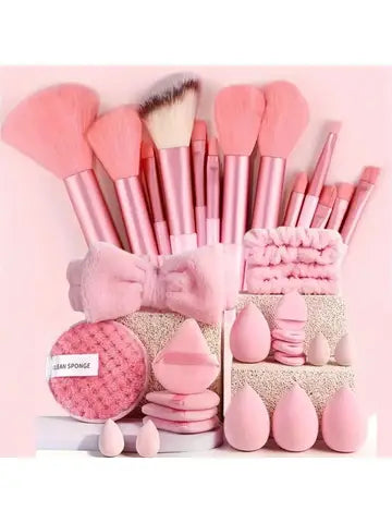 Kit 33 Pincéis de Maquiagem com Acessórios Completo para Iniciantes