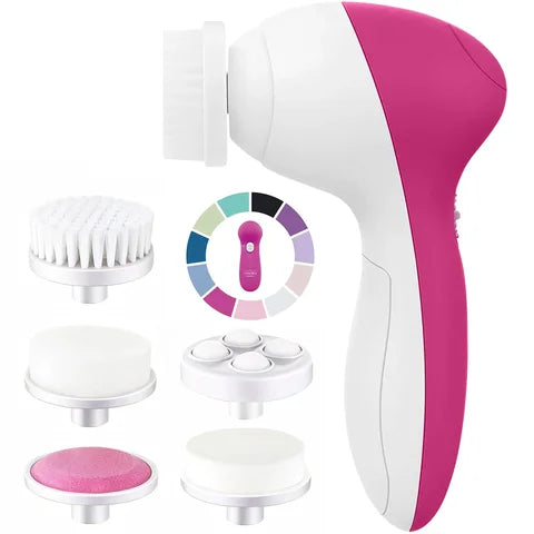 Escova de Limpeza Facial Elétrica 5 Funções Compacta