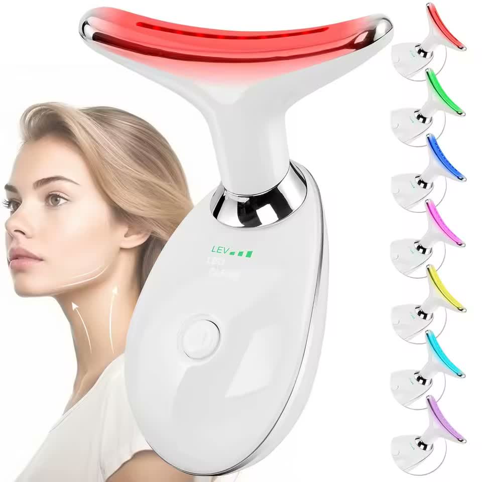 Massageador Facial e Pescoço com Luz LED 7 Cores